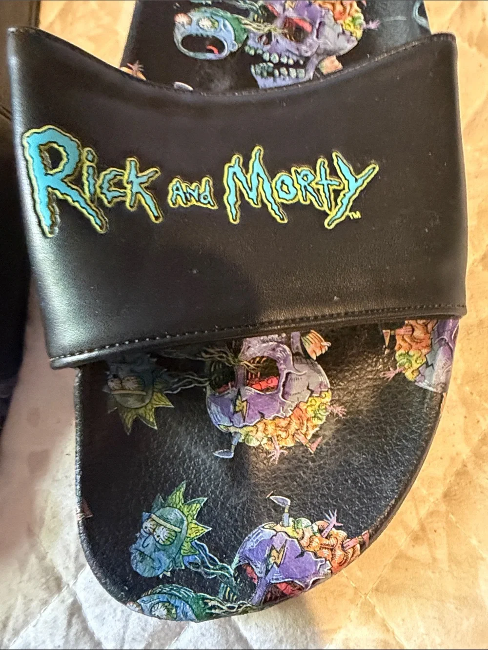 Rick and Morty Black Graphic Slide Sandals